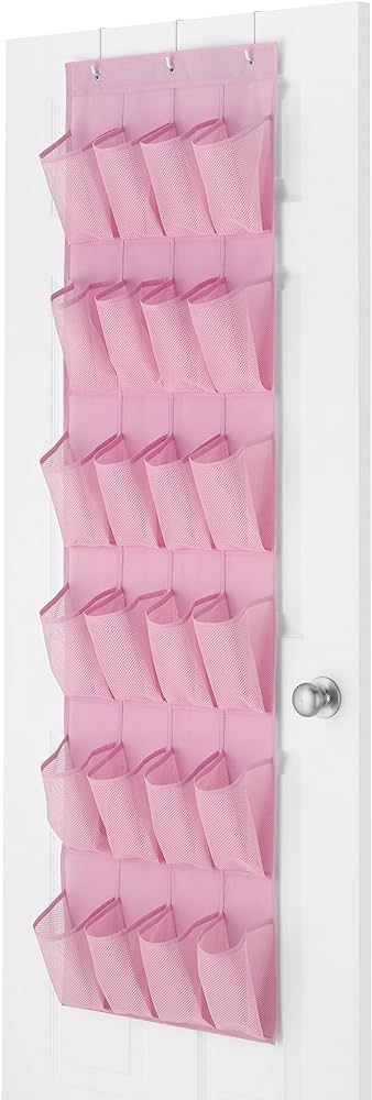 Whitmor 24 Pocket Over the Door Shoe Organizer - Pink | Amazon (US)