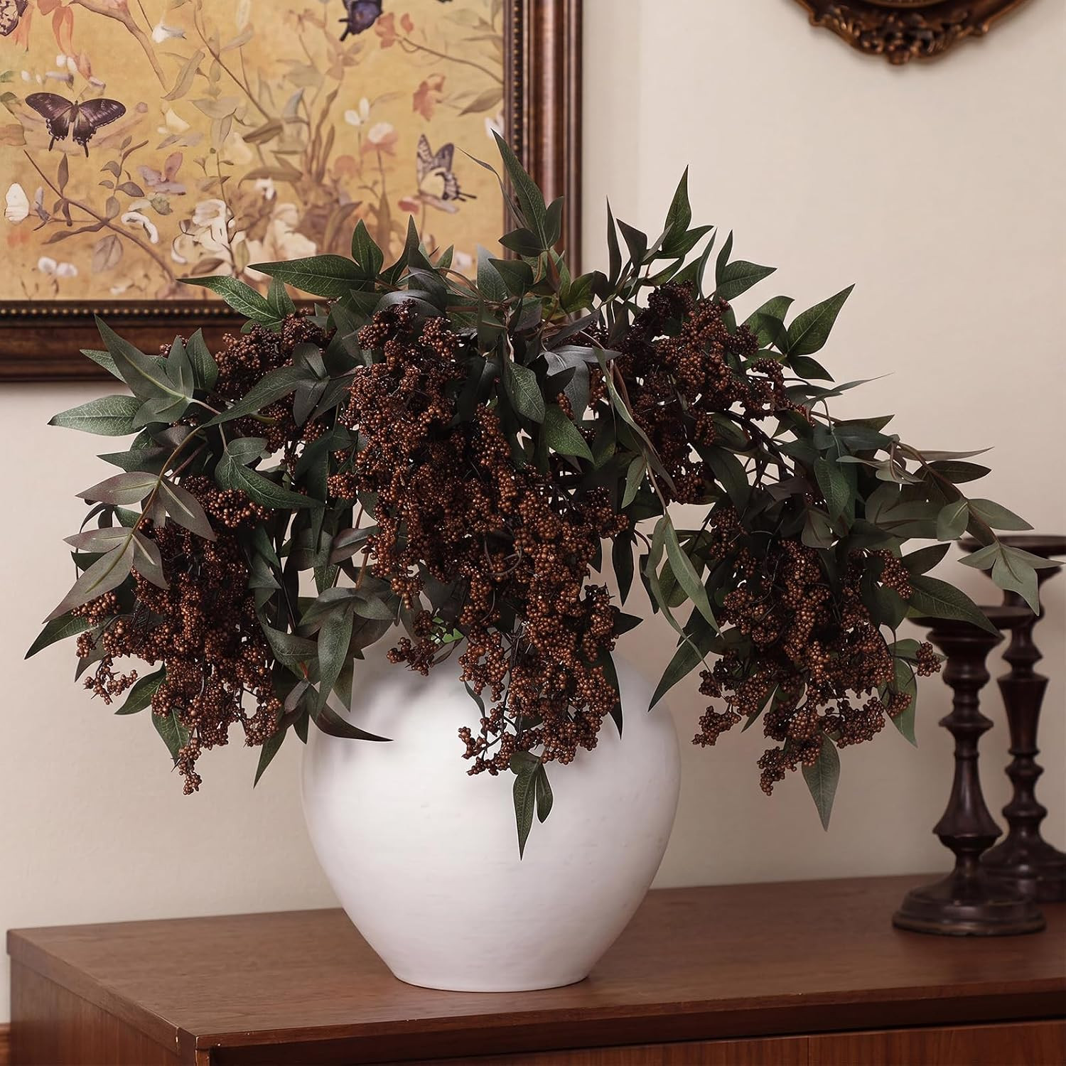 3 Pcs Artificial Berry Stems 35 Inch Brown Fall Decor | Amazon (US)