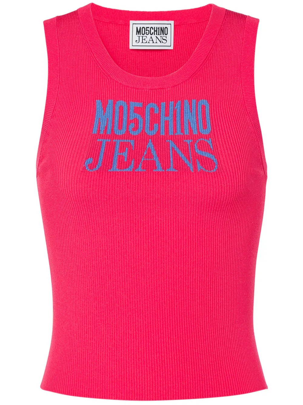 MOSCHINO JEANS logo-print Ribbed Tank Top | Pink | FARFETCH | Farfetch Global