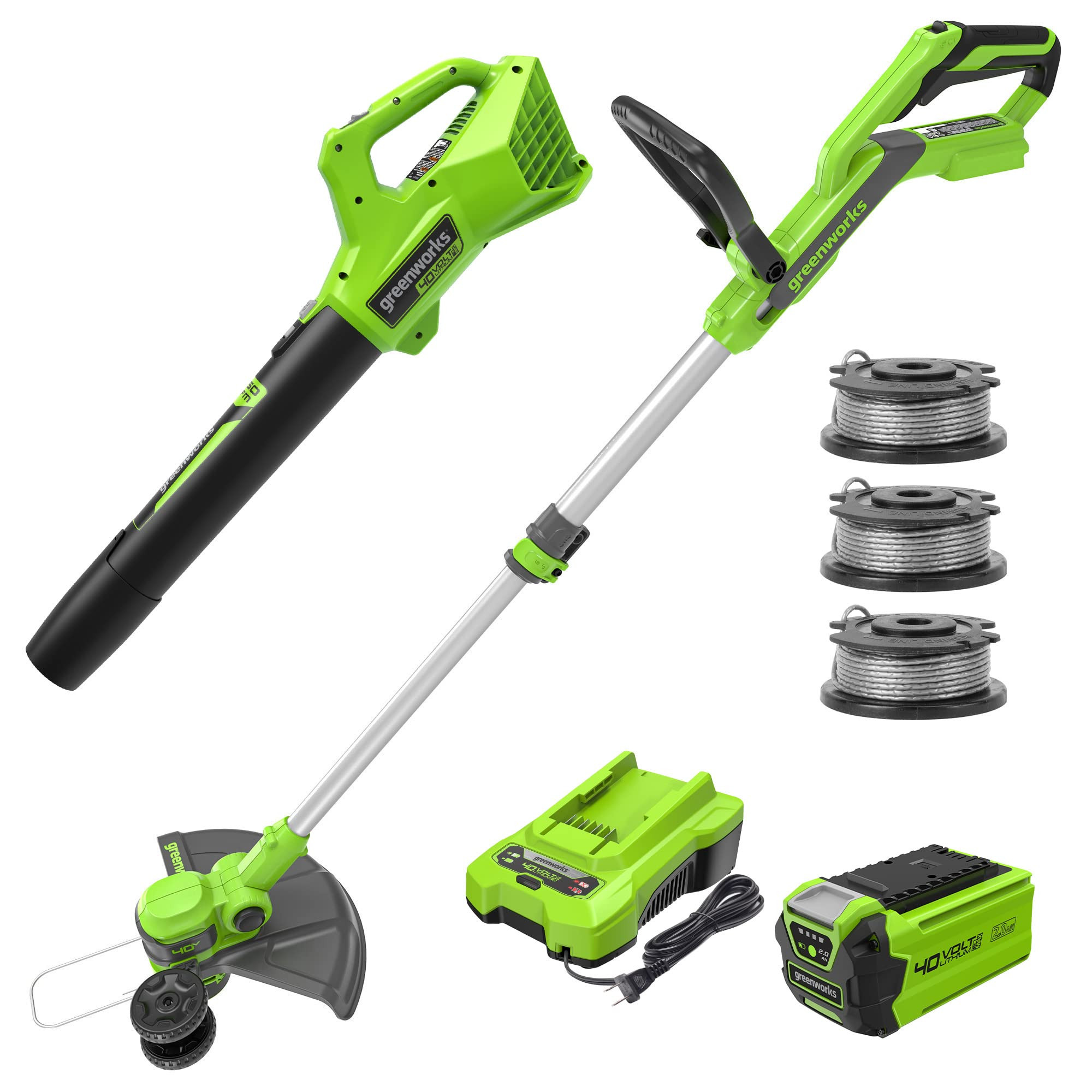 Greenworks 40V 13-Inch Cordless String Trimmer/Edger and Leaf Blower Combo Kit + 3 Bonus Spools, ... | Amazon (US)