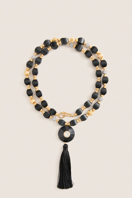 Black Beaded Tassel Necklace | Tuckernuck (US)
