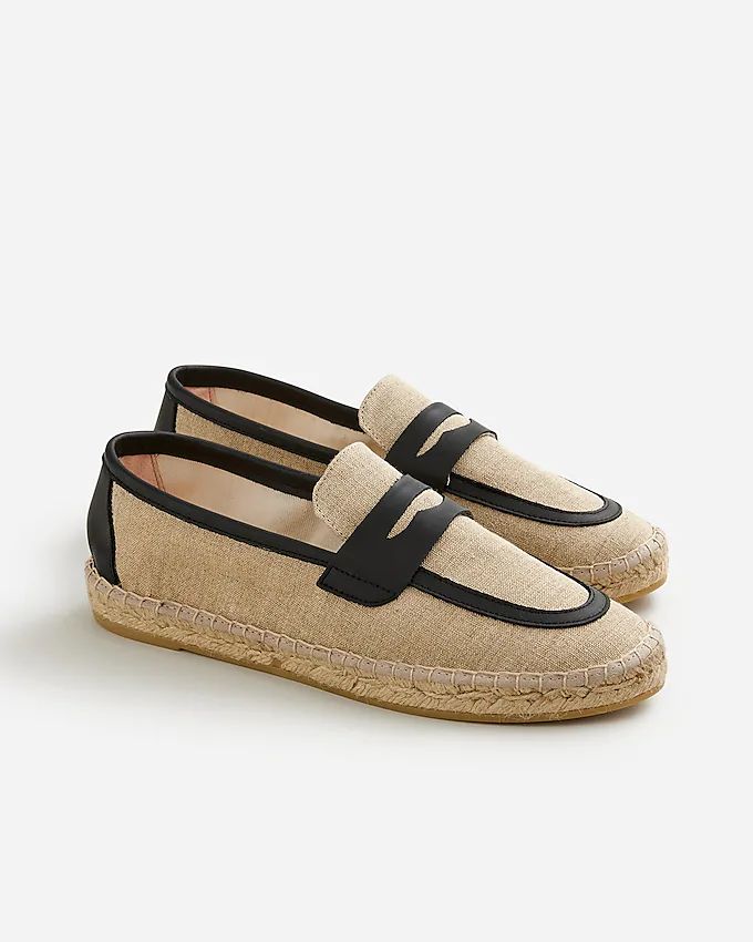 Made-in-Spain loafer espadrilles in linen blend and leather | J.Crew US