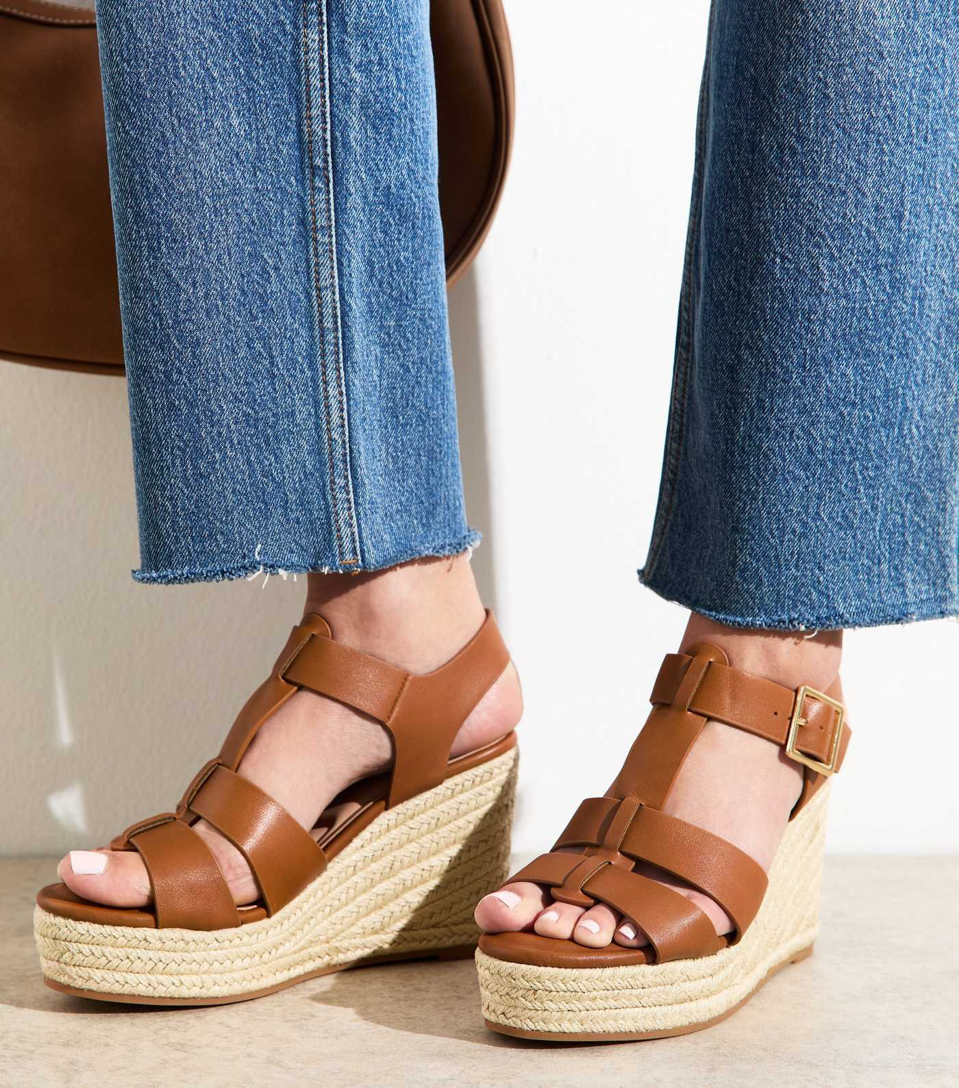 Tan Faux Leather Wedge Sandals | New Look | New Look (UK)