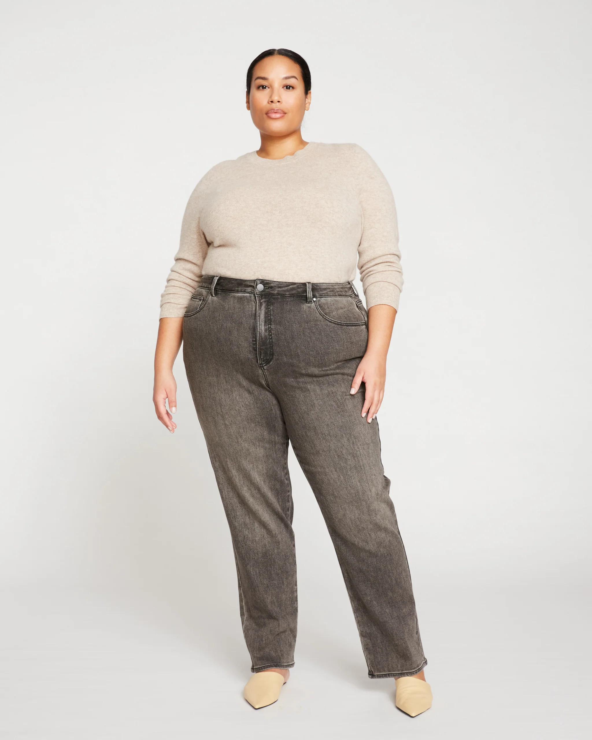 Donna High Rise Curve Straight Leg Jeans 32 Inch - Stonewash Black | Universal Standard