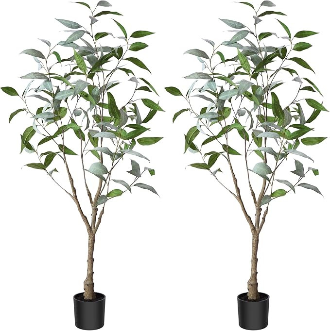 OAKRED Artificial Eucalyptus Tree 5FT Tall Fake Eucalyptus Plants Large Faux Trees Artificial Sil... | Amazon (US)