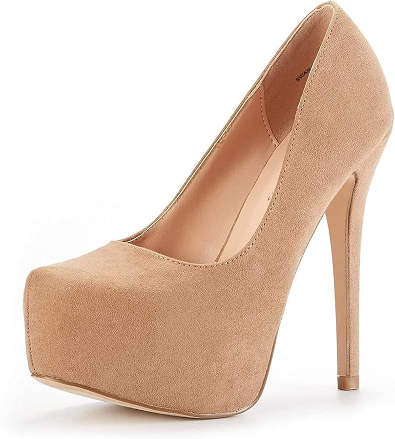 DREAM PAIRS Women's Swan-30 High Heel Platform Dress Pump Shoes | Amazon (US)