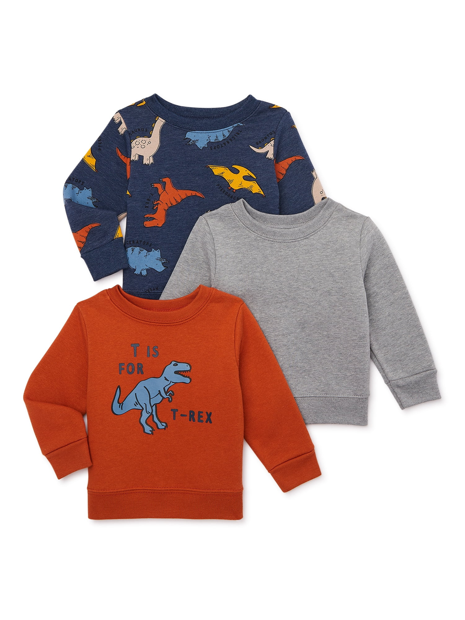 Garanimals Baby Boys’ Long Sleeve Fleece Top, 3-Pack, Sizes 6M-24M | Walmart (US)