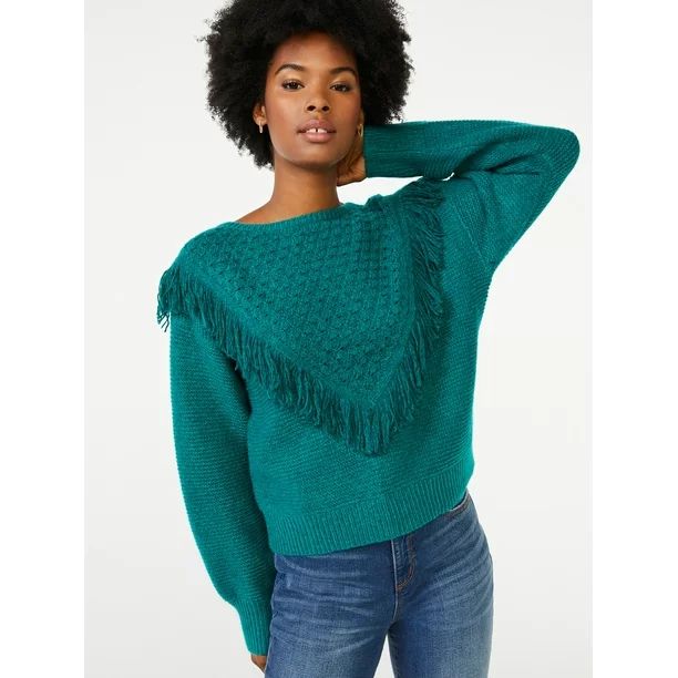 Scoop Women's Fringe Sweater - Walmart.com | Walmart (US)