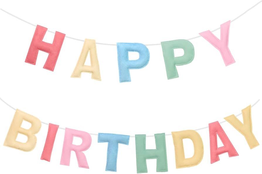 Felt Happy Birthday Banner, Pre-Strung 3D Birthday Rainbow Garland, Reusable Decorations Sign, Ha... | Amazon (US)