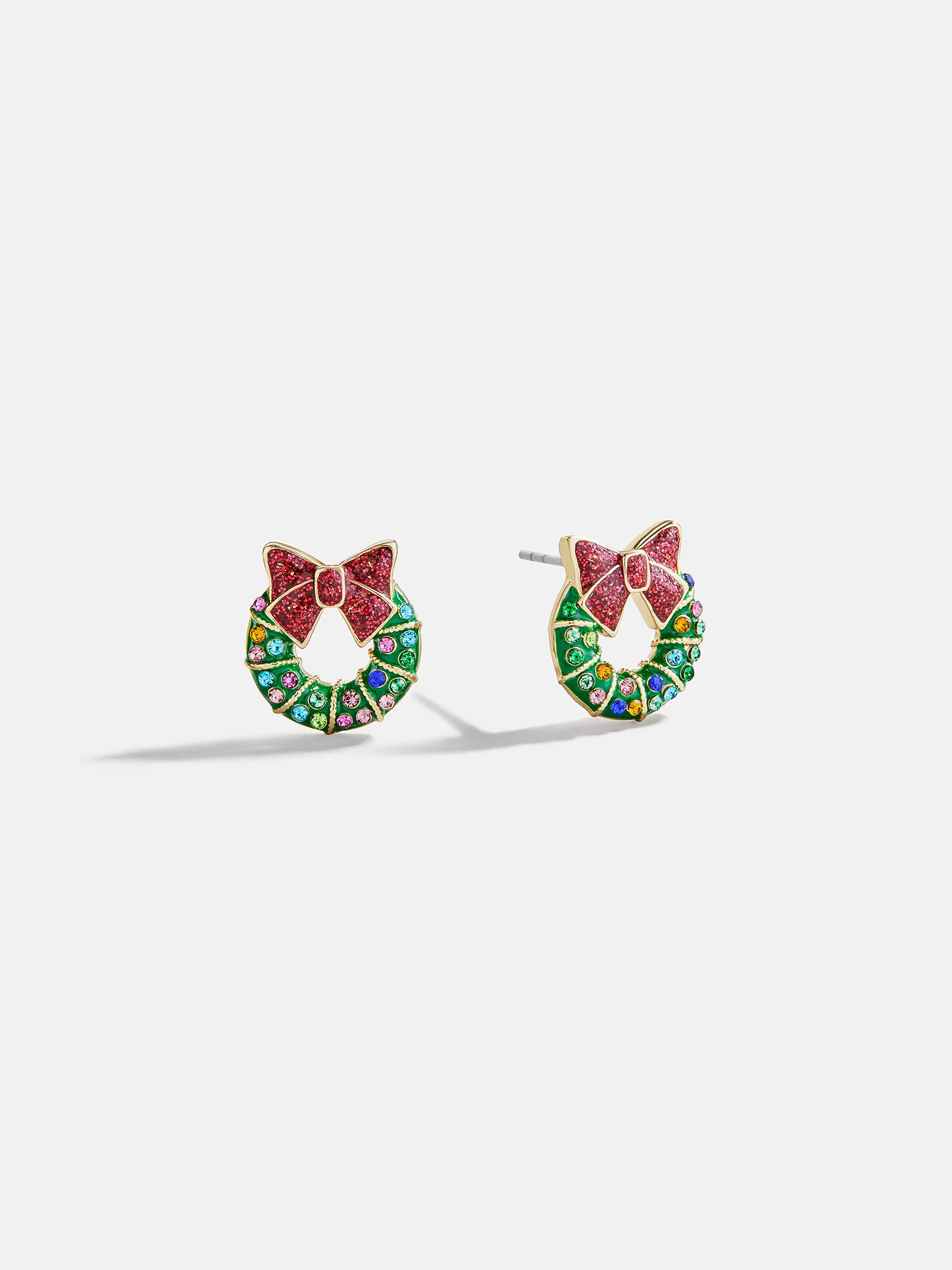 Deck The Halls Stud Earrings - Holiday Wreath | BaubleBar