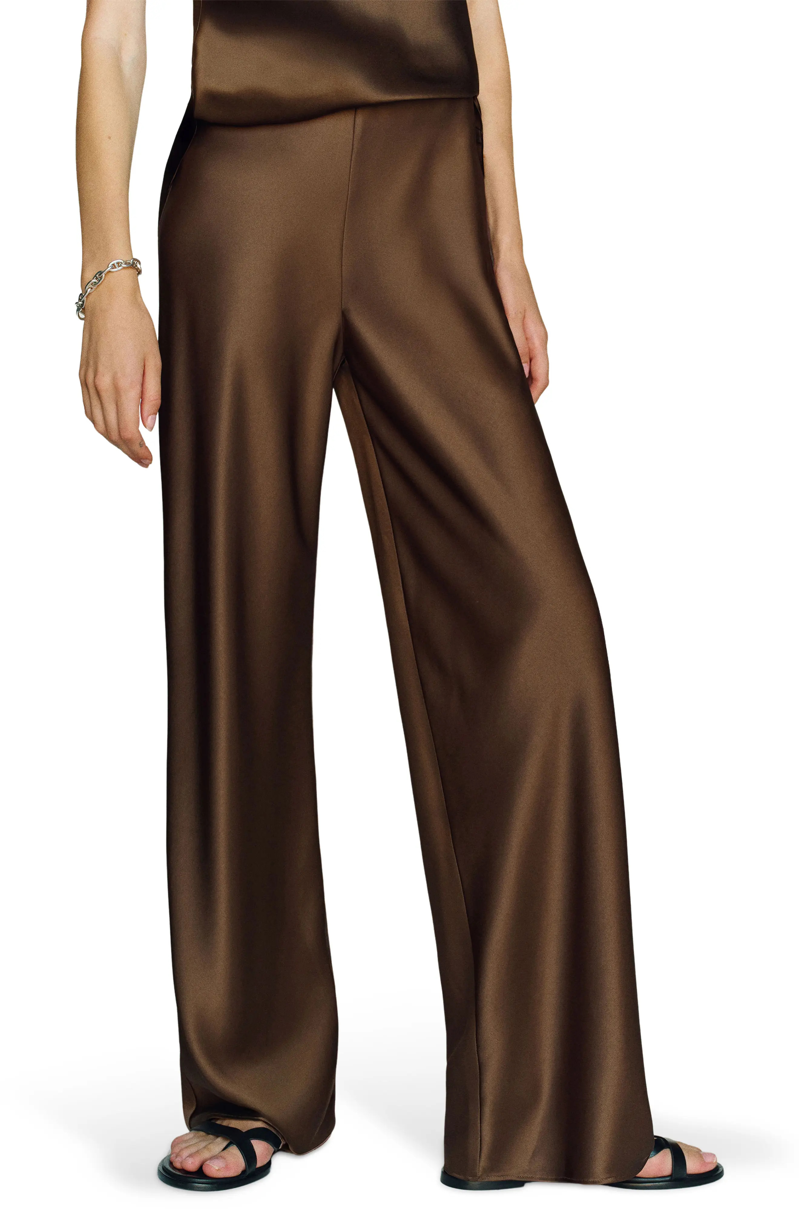 Reformation Gale Bias Cut High Waist Satin Pants (Women) | Nordstrom | Nordstrom