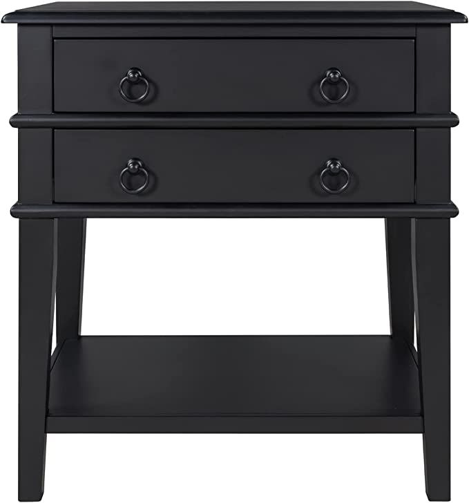 AFIKS Modern and Simple Black Side Table, with 2 Drawers Multi-Function Sofa Side Table Narrow Si... | Amazon (US)