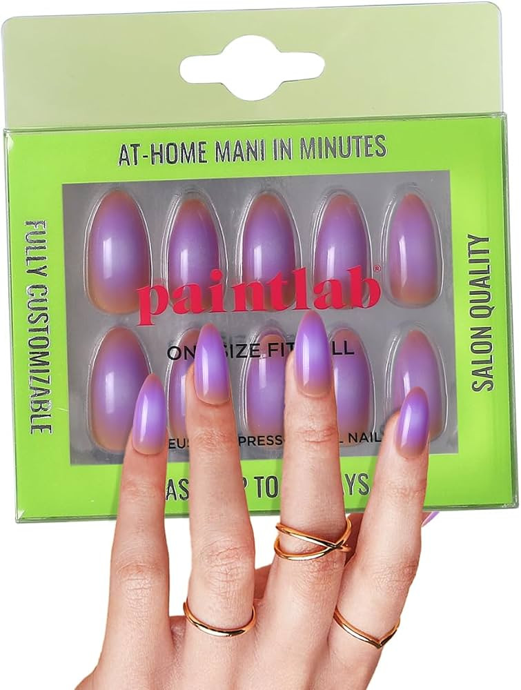 PaintLab Press On Nails - 30 Piece Fake Nails with Glue, Nail File, Prep Pad & Cuticle Stick | No... | Amazon (US)