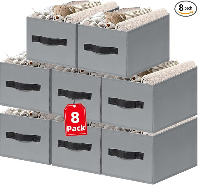 Criusia Large Storage Baskets for Organizing -8 Pack Fabric Storage Bins for Clothes, Home Closet... | Amazon (US)