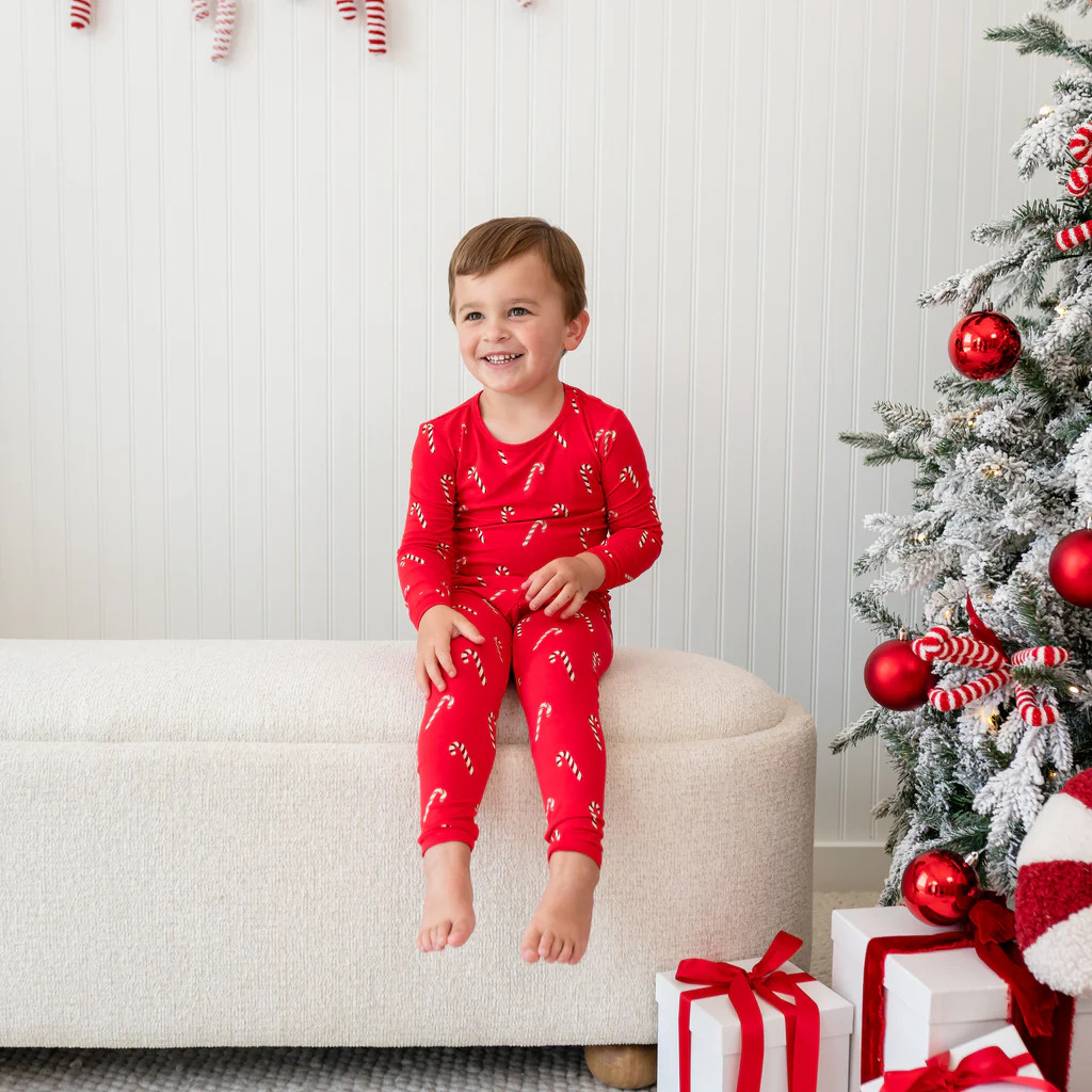 Long Sleeve Pajamas in Candy Cane | Kyte Baby