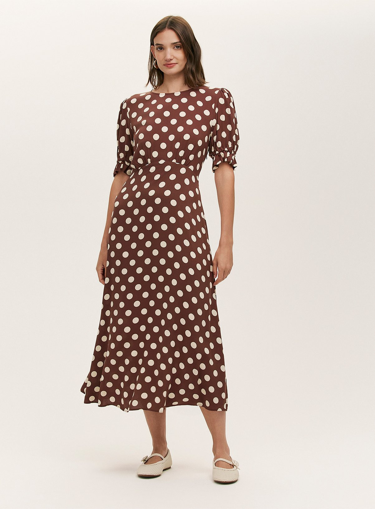 FINERY Mela Dress Brown Spot | Tu Clothing