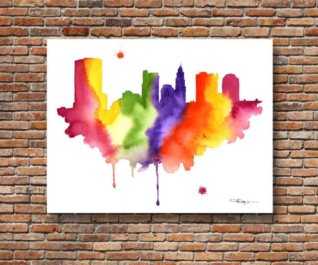 Columbus Skyline Abstract Watercolor Ohio Art Print Wall - Etsy | Etsy (US)