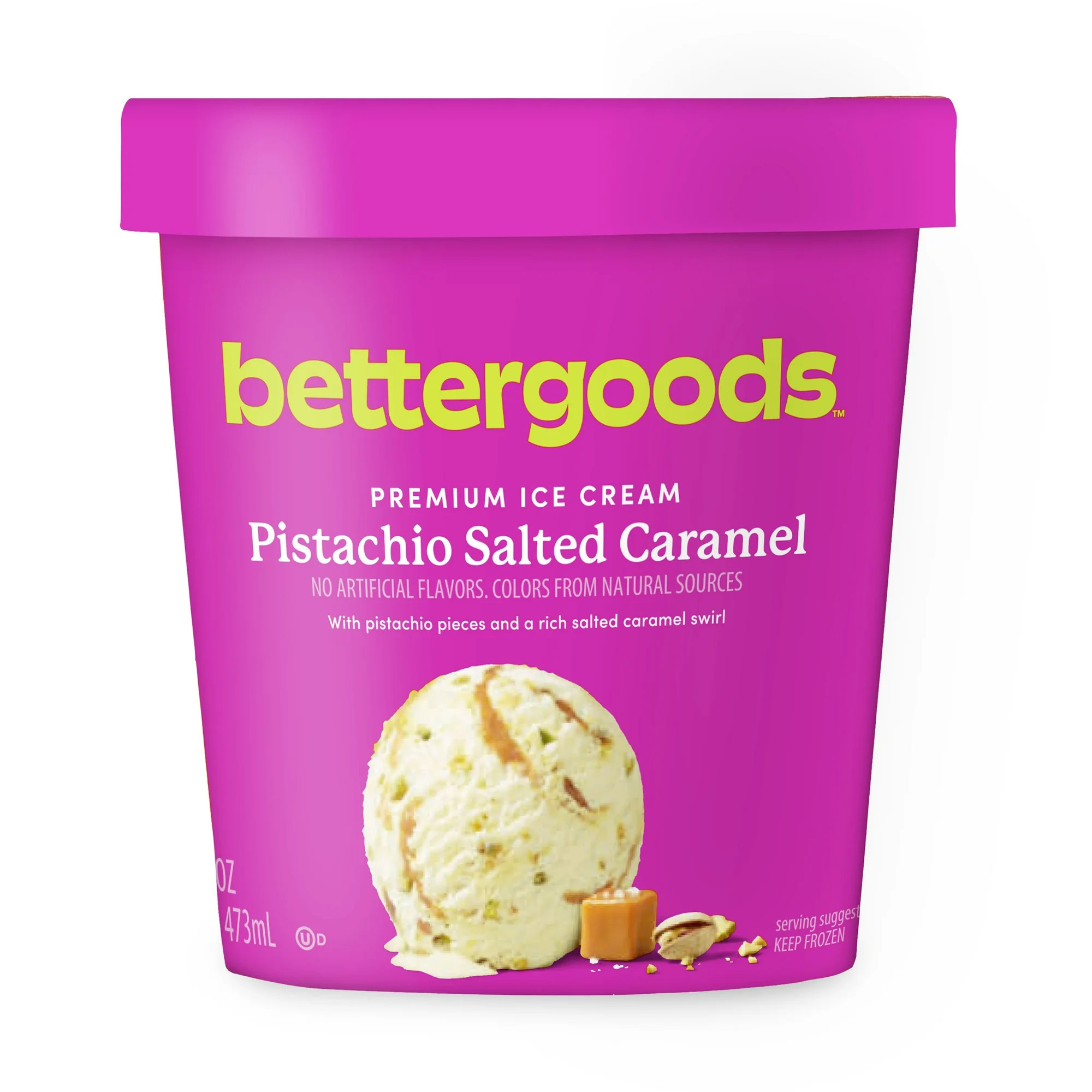bettergoods Pistachio Salted Caramel Premium Ice Cream, 16 fl oz - Walmart.com | Walmart (US)