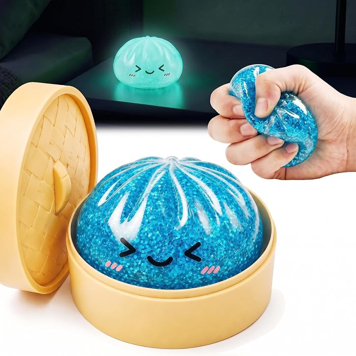 Glow in the Dark Dumpling Squishy with Steamer, Sensory Squeeze Fidgets | Amazon (US)