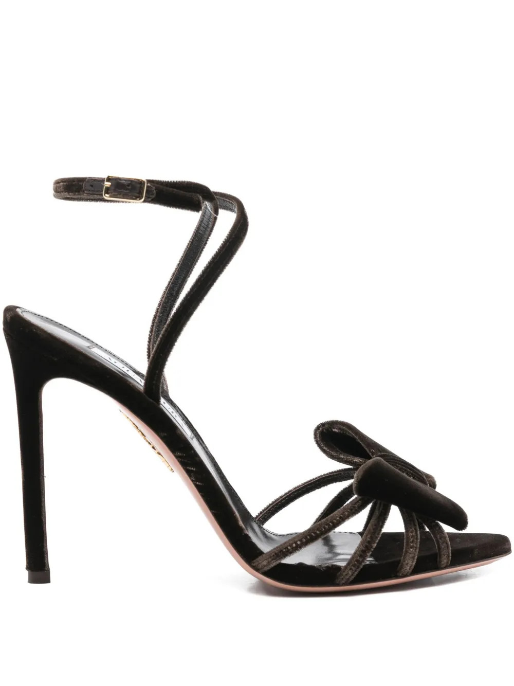 Aquazzura 105mm Bow ankle-strap Sandals | Brown | FARFETCH | Farfetch Global