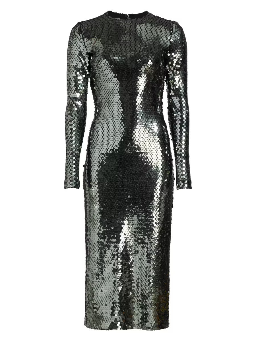 Sequined Long-Sleeve Body-Con Midi-Dress | Saks Fifth Avenue