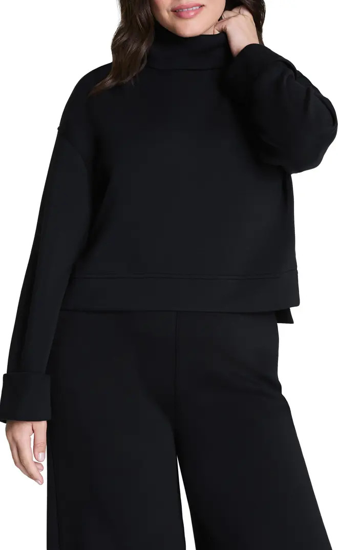 Cuffed Sleeve Crop Turtleneck Sweatshirt | Nordstrom