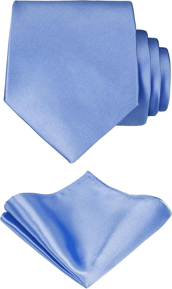 TIE G Solid Satin Woven dyed Color Formal Necktie and Pocket Square Sets in Gift Box | Amazon (US)