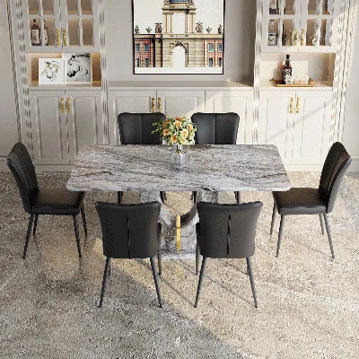 63“ Dining Table Set,Modern Dining Room Table With Chairs | Wayfair North America