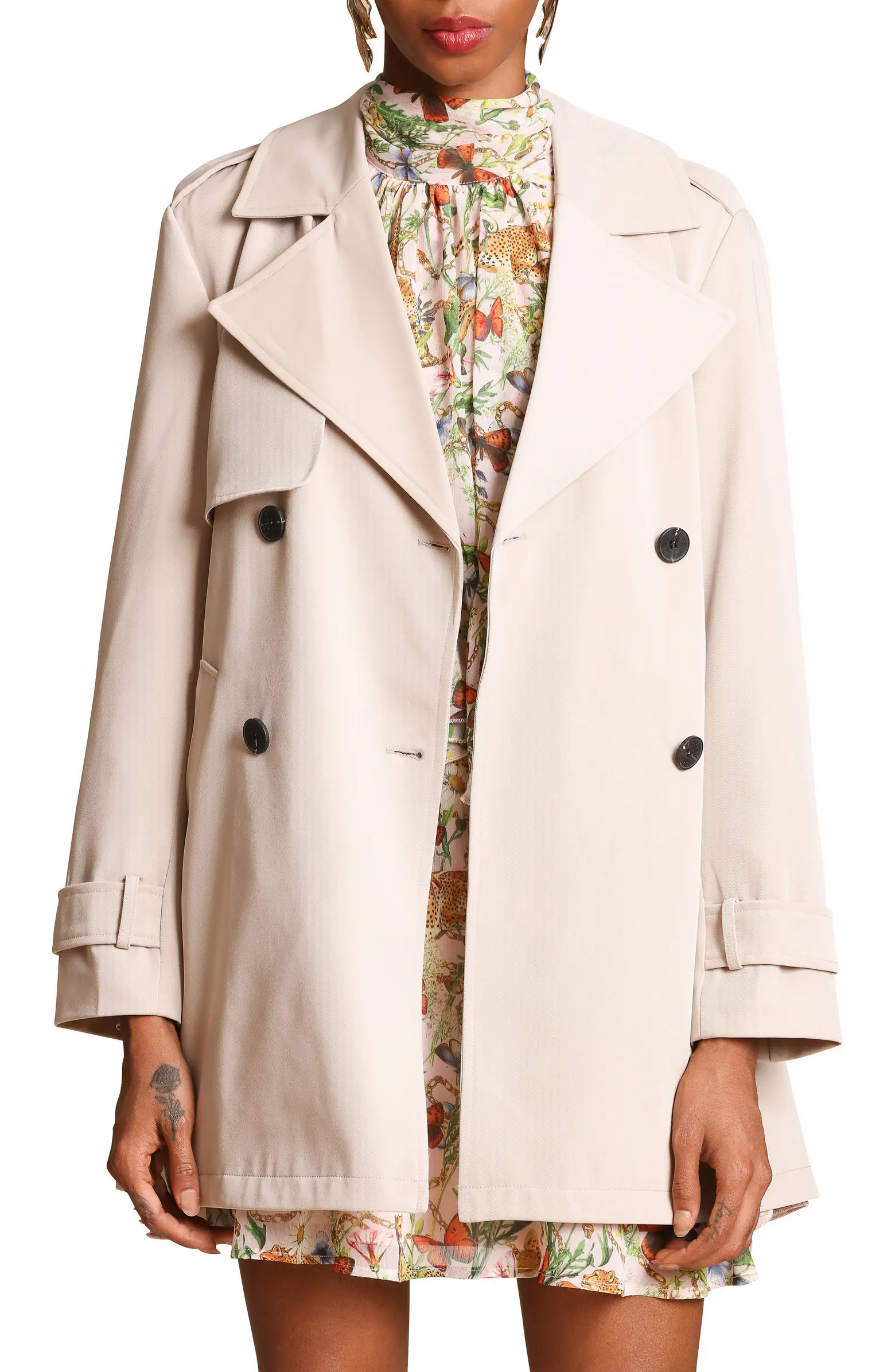 Double Breasted Short Trench Coat | Nordstrom