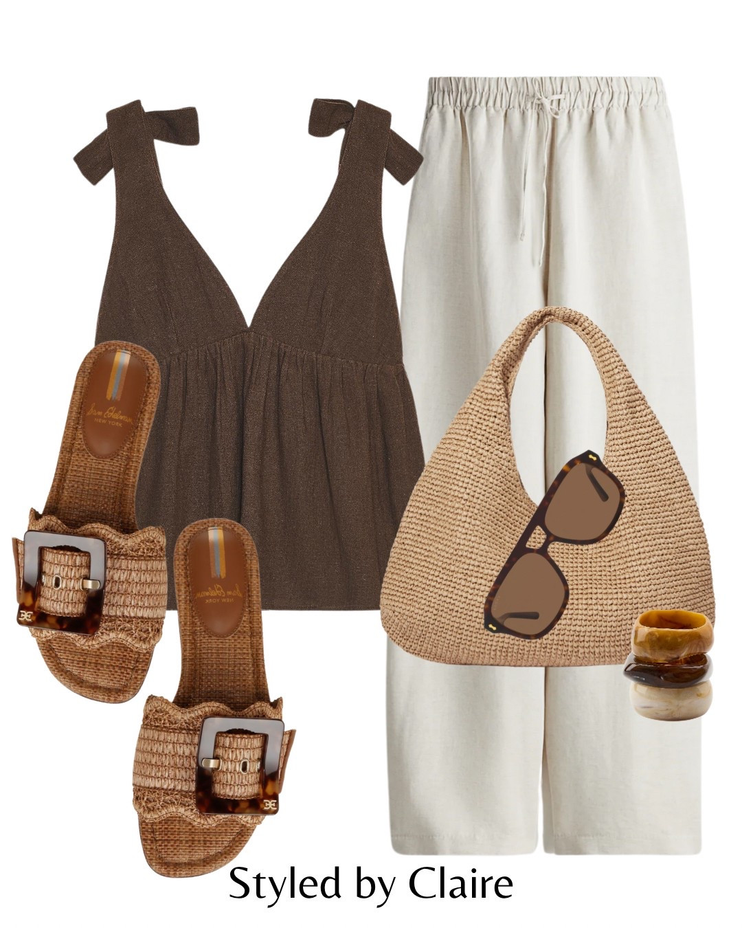 Linen trouser styling🙋🏽‍♀️
Tags: Zara bow top brown strappy floaty lightweight raffia sandals Sam Edelman Bambi buckle slide neutral anine bing tote chunky bracelets sunglasses fashion summer inspo outfit ideas chic women’s style casual Dubai Barcelona Ibiza st tropez capsule wardrobe basics 

#LTKsummer #LTKstyletip