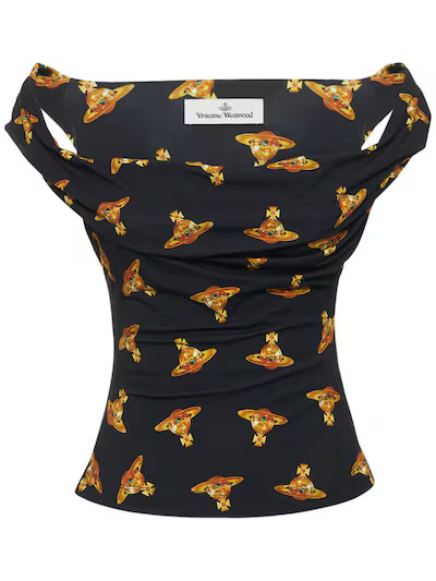 Vivienne Westwood - Anna printed viscose jersey draped top - Black | Luisaviaroma | Luisaviaroma