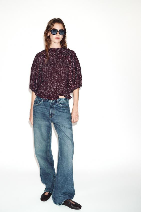 POLKA DOT BALLOON SLEEVE BLOUSE | Zara US