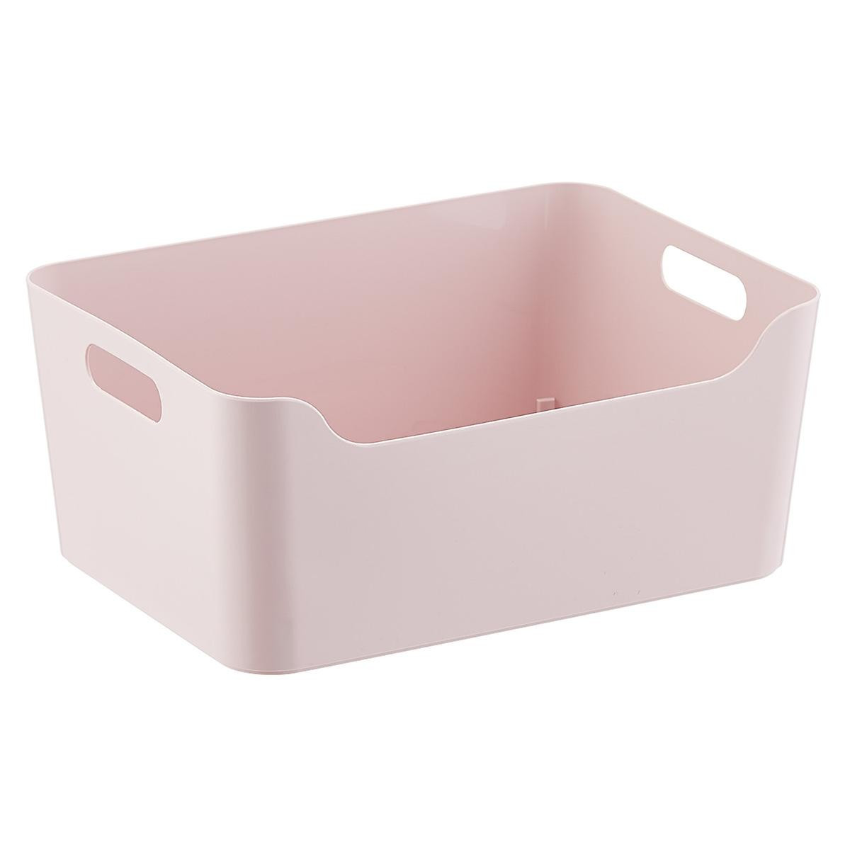 Medium Plastic Storage Bin w/ Handles Soft Pink | The Container Store