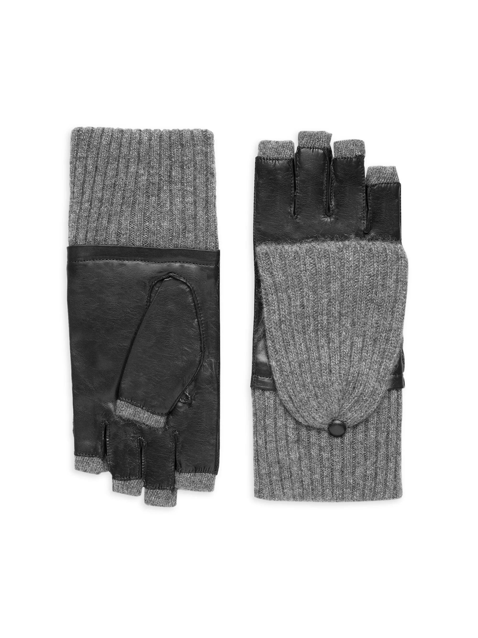 Leather & Cashmere-Blend Fingerless Gloves | Saks Fifth Avenue