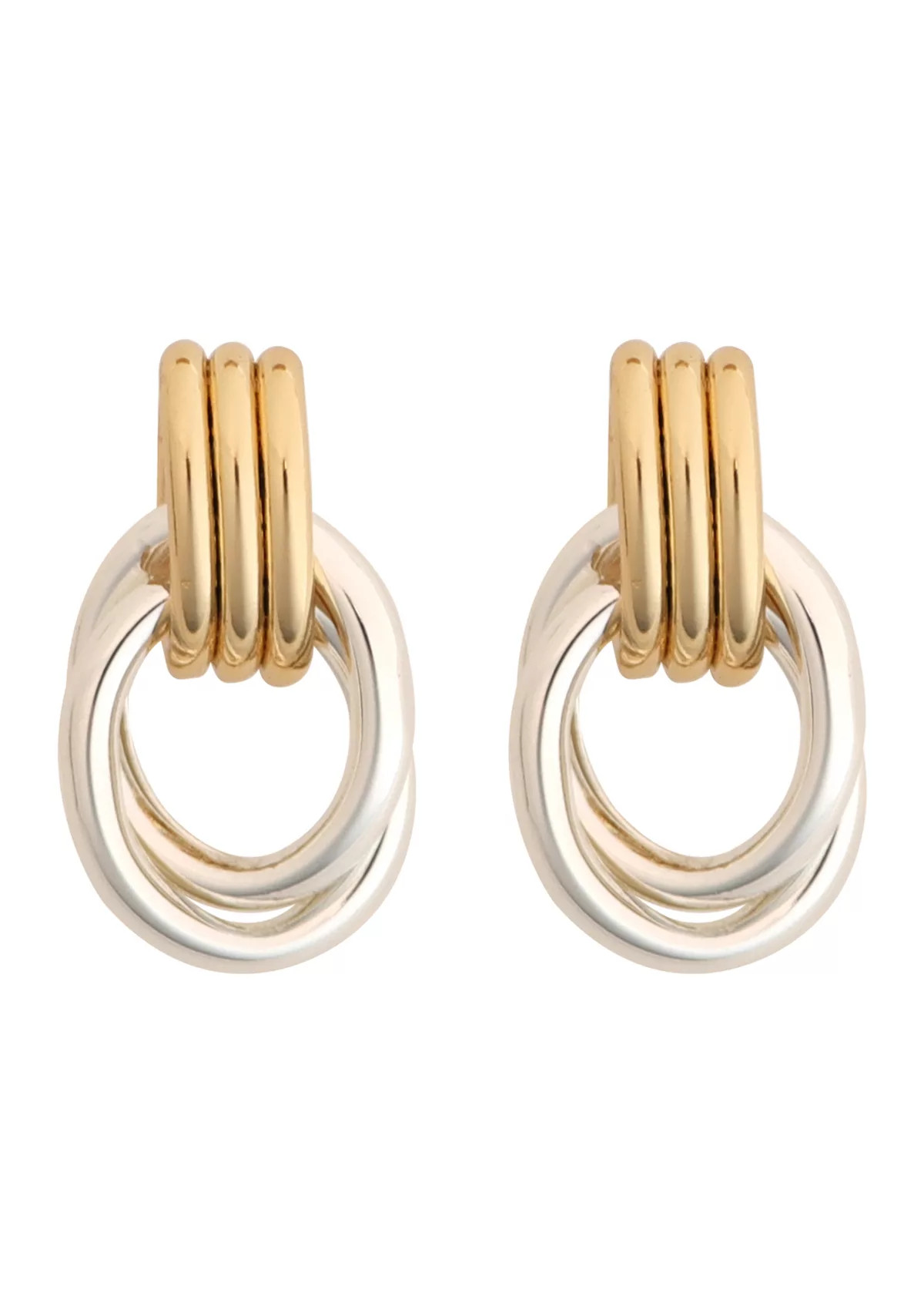Two Tone Circle Doorknocker Drop Earrings | Belk