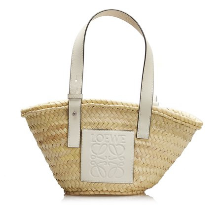 Pre-Owned Loewe Basket Tote Raffia Natural Material Brown | Walmart (US)
