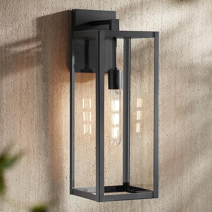 John Timberland Titan Modern Industrial Outdoor Wall Light Fixture Mystic Black Metal 20" Clear G... | Amazon (US)