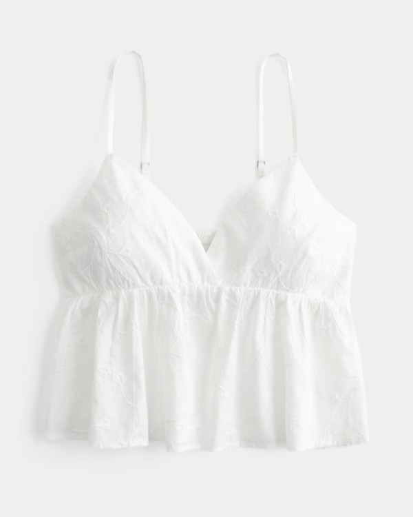 Easy Embroidered Shine Babydoll Top | Hollister (US)