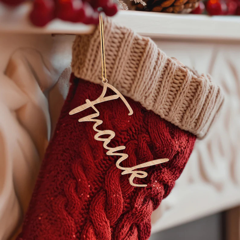 Personalized Christmas Stocking Tags, Wooden Stocking Tag, Christmas Stocking Name Tags and Gift ... | Etsy (US)
