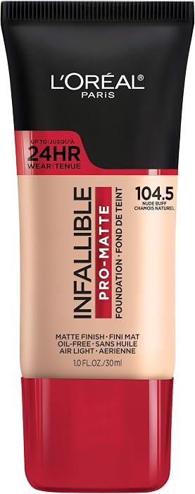 L'Oreal Paris Cosmetics Makeup Infallible Pro-Matte Liquid Longwear Foundation, Nude Buff, 1 fl o... | Amazon (US)