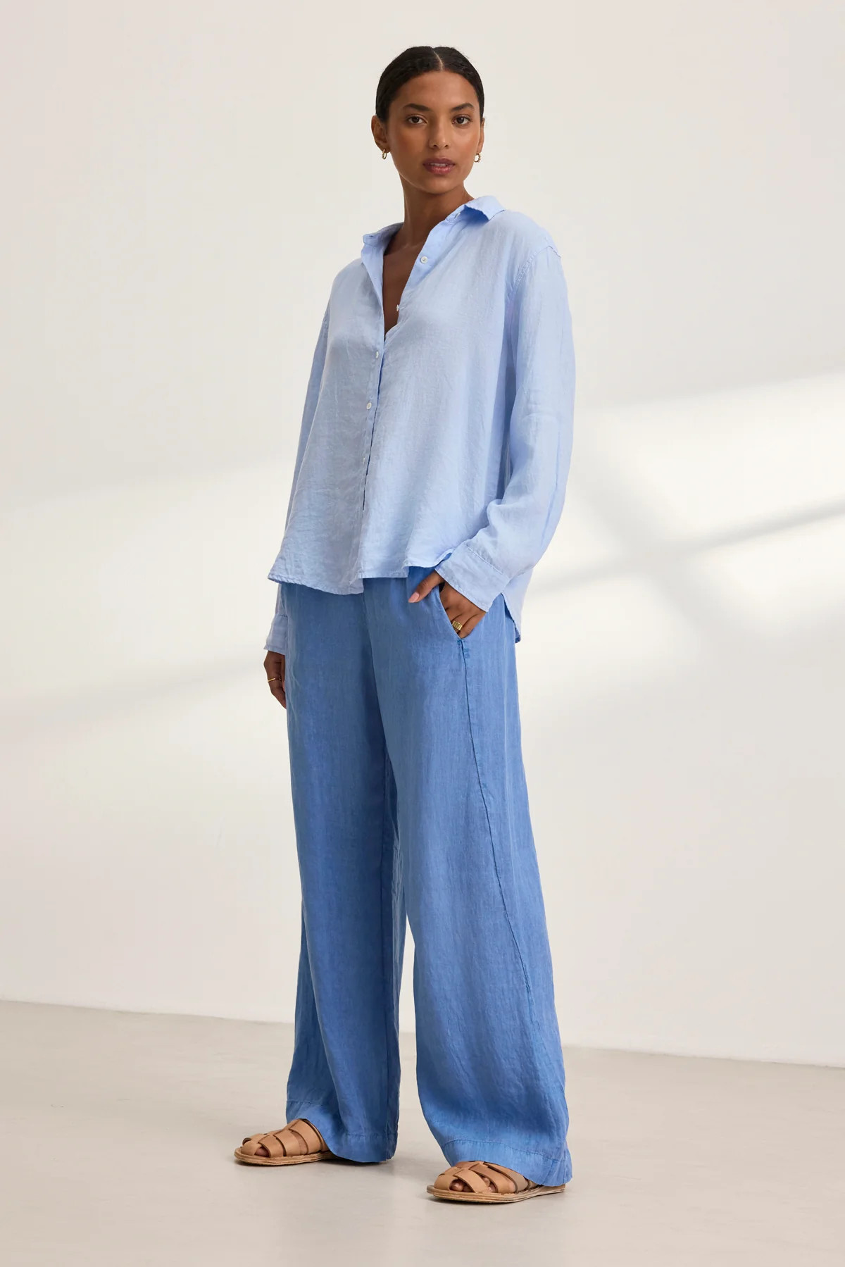 STEPHANIE WOVEN LINEN WIDE LEG PANT | Velvet by Graham & Spencer