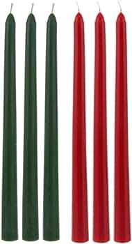 Mega Candles 6 pcs Unscented Festive Green and Red Taper Candle, 10 Inch x 5/8 Inch, Home Décor,... | Amazon (US)