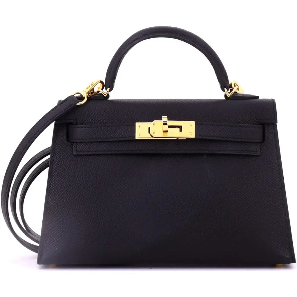 Pre-Owned Hermes Kelly Mini II Bag Black Epsom with Gold Hardware 20 in Noir at Nordstrom, Size X-Small | Nordstrom