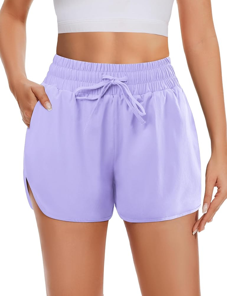 High Waisted Running Shorts for Women with Pockets, 2.5" Black Athletic Workout Gym Yoga Spandex ... | Amazon (US)