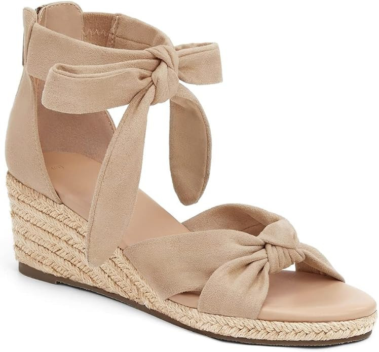LAICIGO Womens Espadrilles Wedge Sandals Back Zipper Closure Open Toe Platform Ankle Strap Summer... | Amazon (US)
