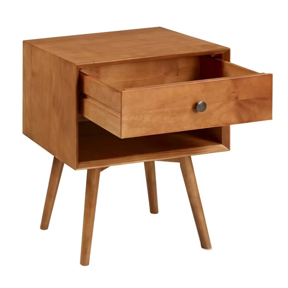 Mid-Century 1 Drawer Solid Wood Nightstand  - Saracina Home | Target