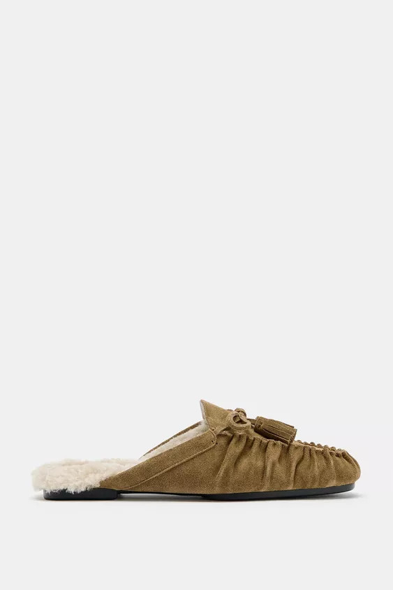 SPLIT SUEDE OPEN BACK LOAFERS | Zara Canada