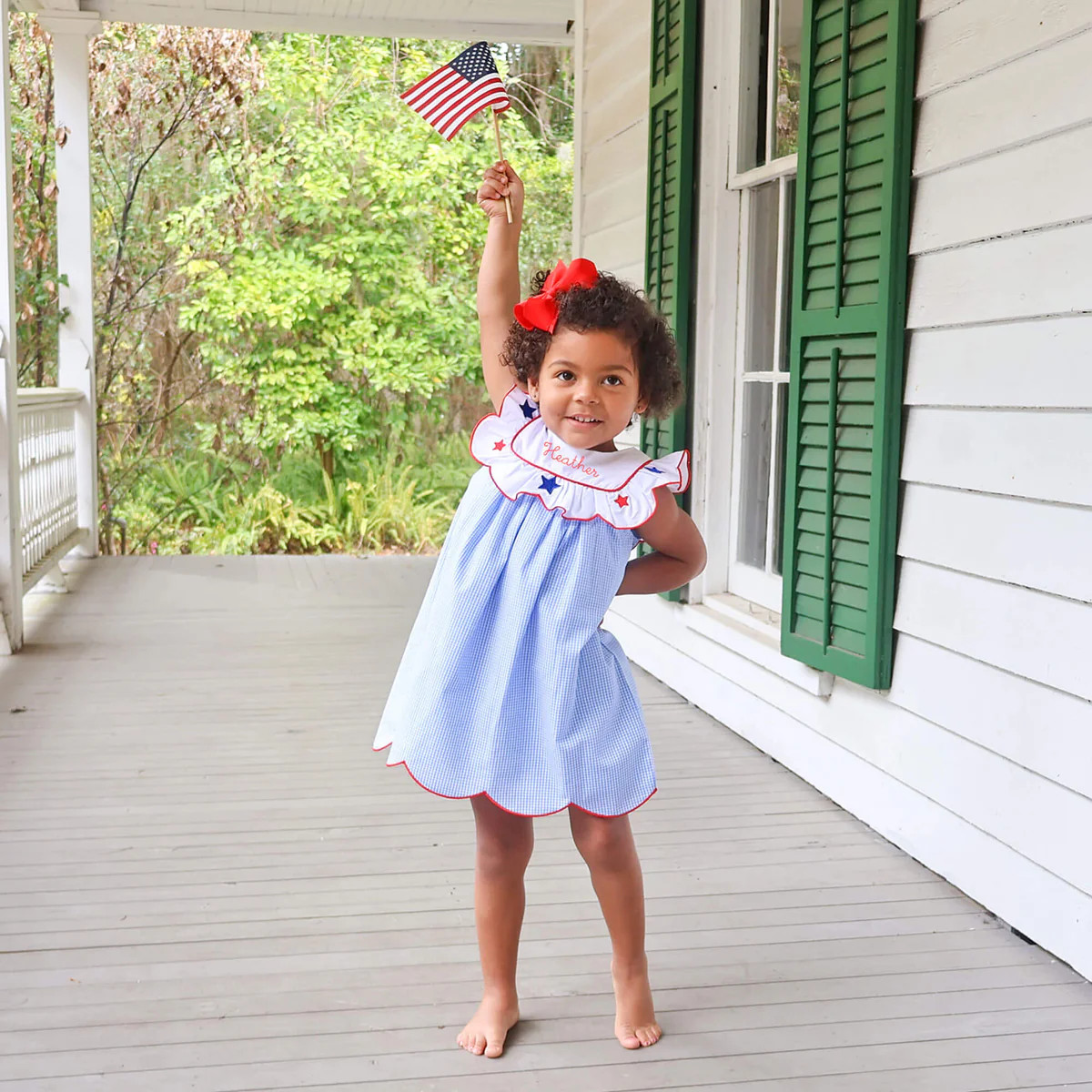 Gleaming Stars Blue Gingham Lacey Dress | Classic Whimsy