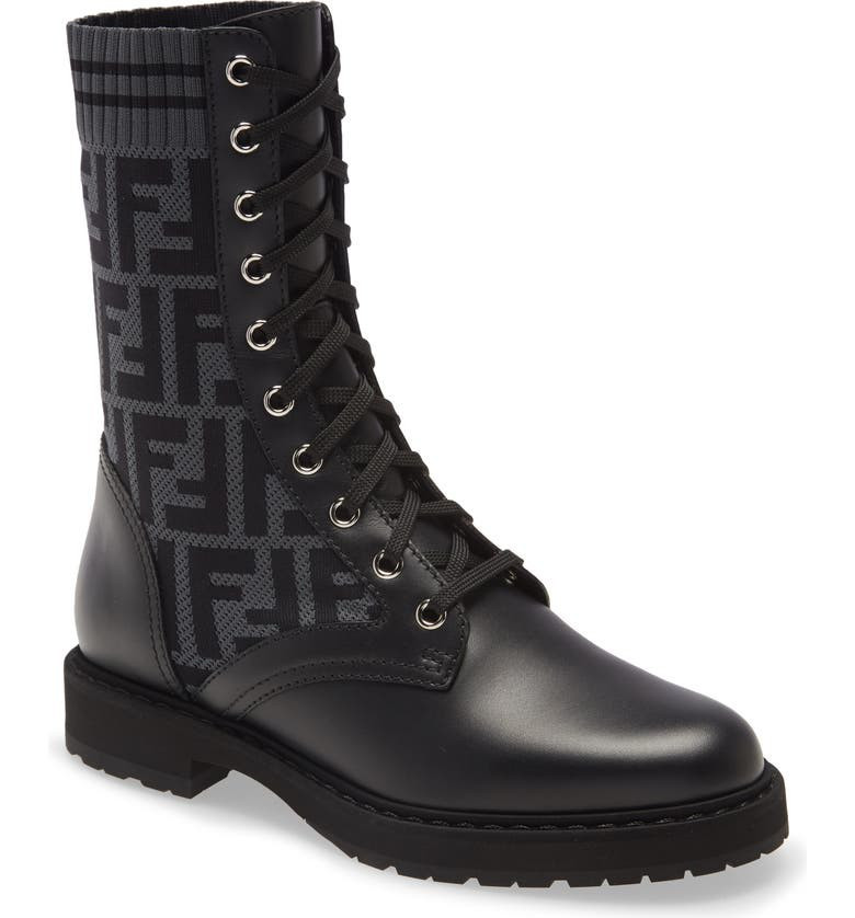 Rockoko Logo Sock Lace-Up Combat Boot | Nordstrom