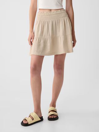 Crinkle Gauze Tiered Mini Skirt | Gap (US)